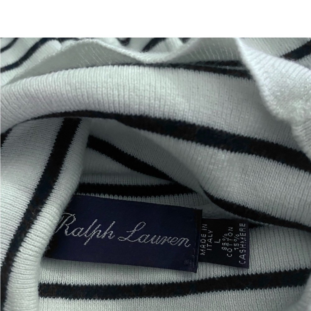 RALPH LAUREN Purple Label Striped Turtleneck Sweater‍ - Picture 4 of 4